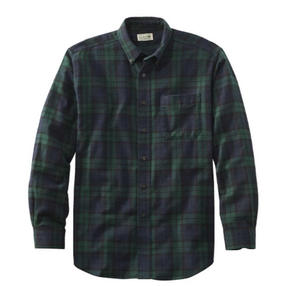L.L. Bean relaxed fit plaid flannel button-down shirt - Picture 1 of 5